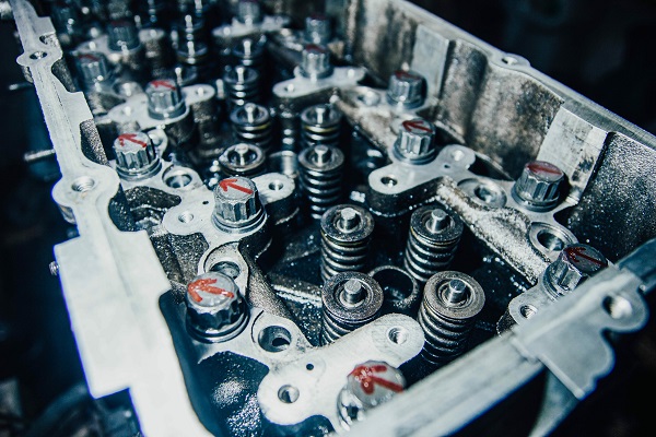 disassembled car engine repair, valve adjustment